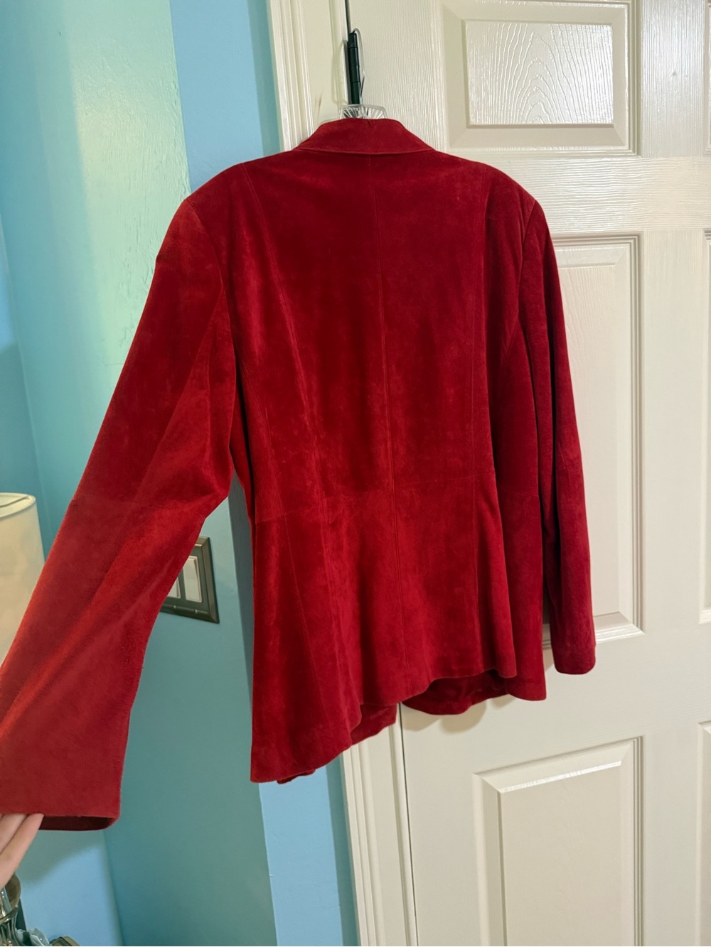 le chate Women’s Red Suede Blazer Jacket - Picture 2 of 13